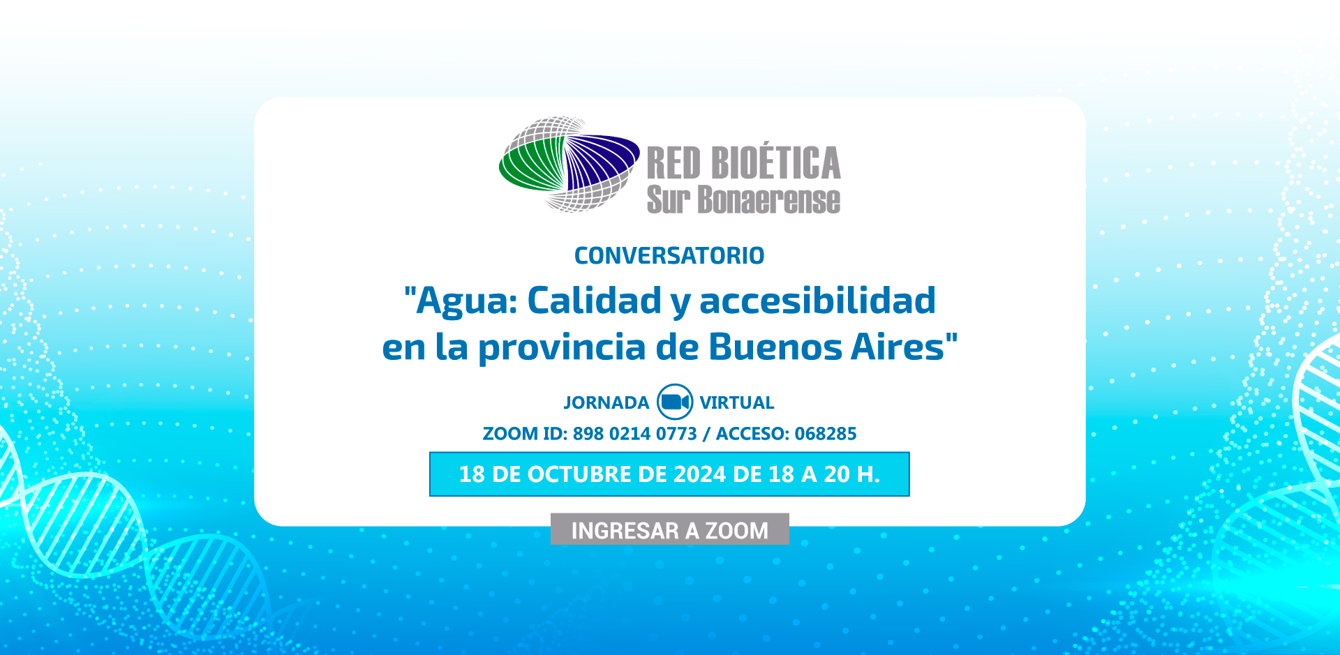 Abierta la Inscripción - Conversatorio: «Agua: calidad y accesibilidad en la provincia de Buenos Aires»